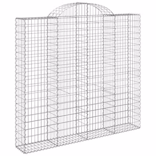 vidaXL Arched Gabion Baskets, 3 Piece Set, Silver Galvanised Steel, W: 50 cm, H: 180-200 cm