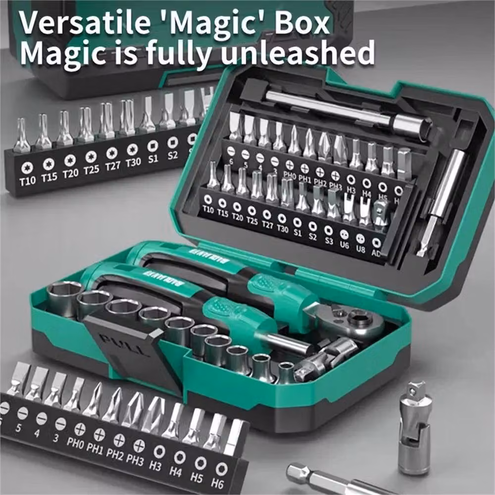 Nordara 40-Piece Small Drive Socket Ratchet Wrench and Screwdriver Set in Green – 4