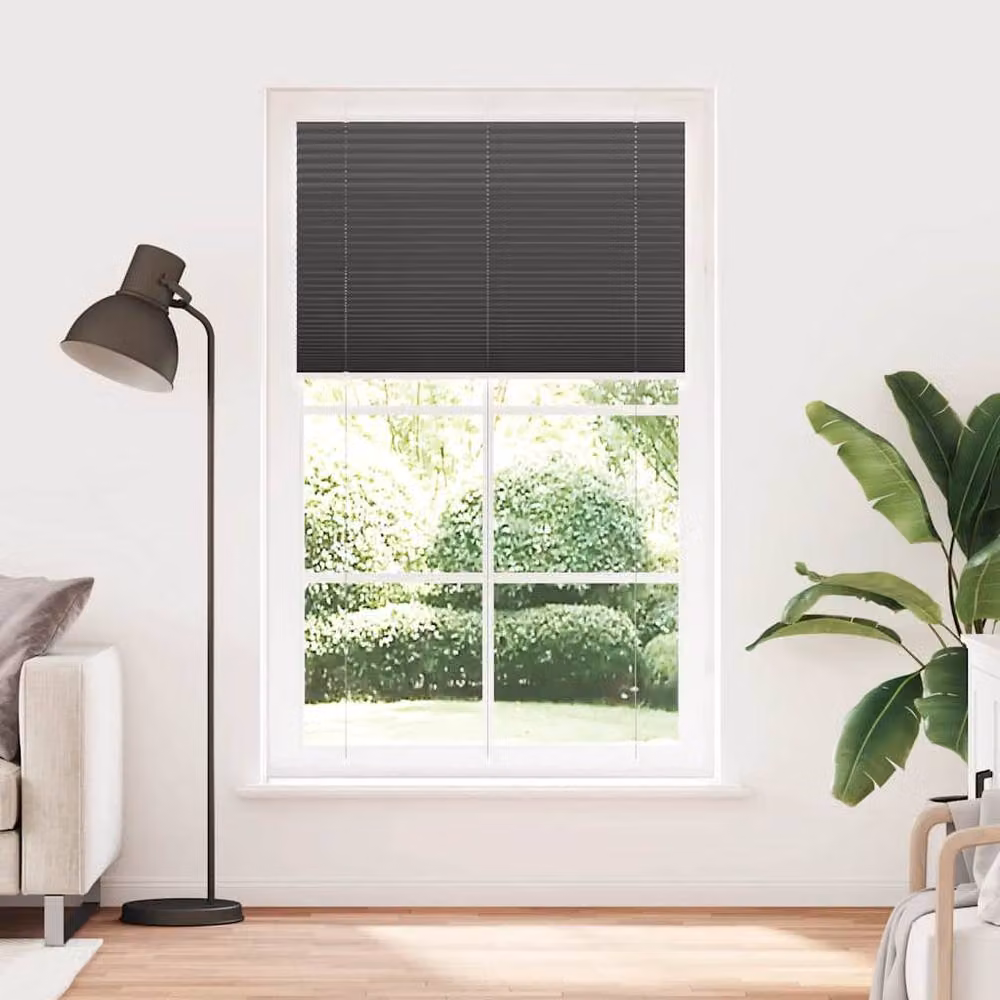 Berkfield Home Single Pleat Black Polyester Opaque Blind W: 115 cm, H: 200 cm – 3