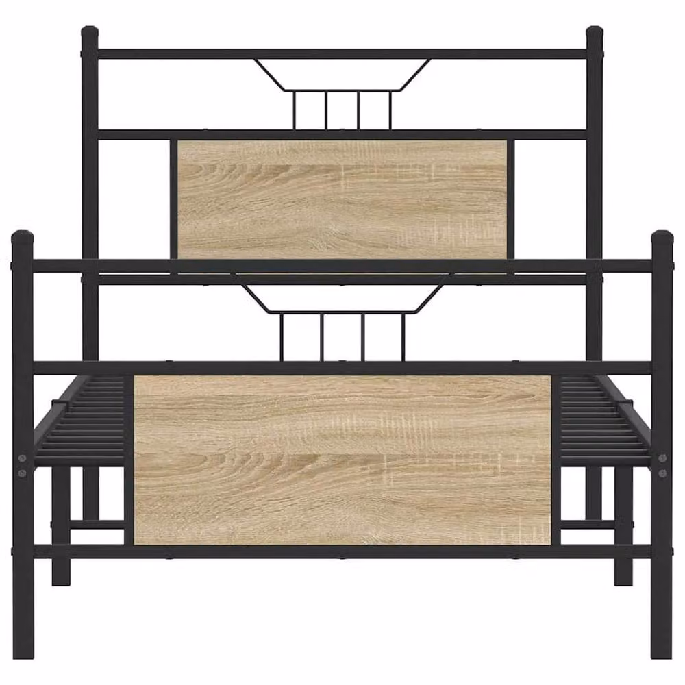 Berkfield Home Sonoma Oak Bed Frame in Brown, W/D/H: 90 x 200 cm – 3
