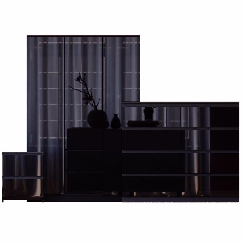 HD Designs Vida Designs Glinton 3 Piece Modern Glossy Black Bedroom Set – 2