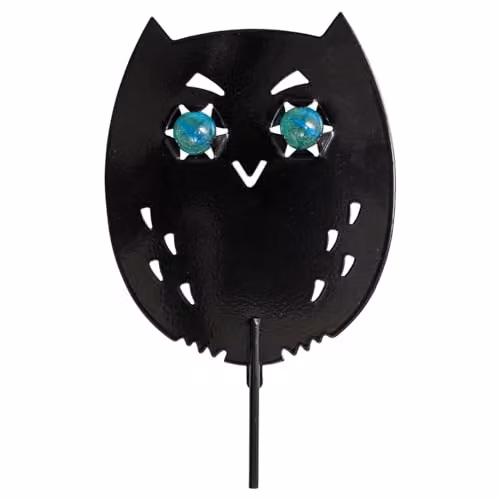 mysmartbuy 4 x Black Life-Sized Decoy Owls - Weatherproof Bird, Cat, Rodent and Small Mammal Scaring Device with Realistic Reflective Eyes – 3