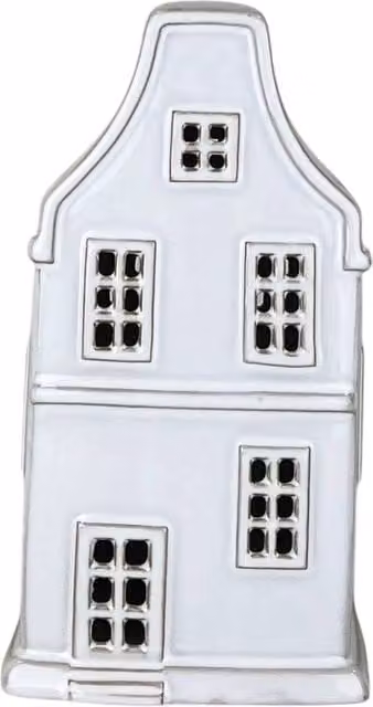 Four Candle White Ceramic House Ornament with LED, Height: 14.5 cm – 1