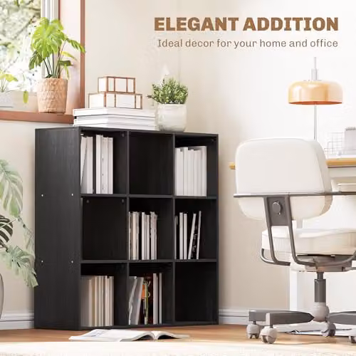 HOMCOM Modern 9 Cube Storage Unit Cabinet and Bookcase in Black – 6