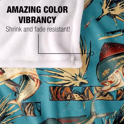JQ Licensing Dorado Fishing Tiki Super Soft Fleece Throw Blanket, Multicolour, W: 91.44 cm, L: 147 cm – 4