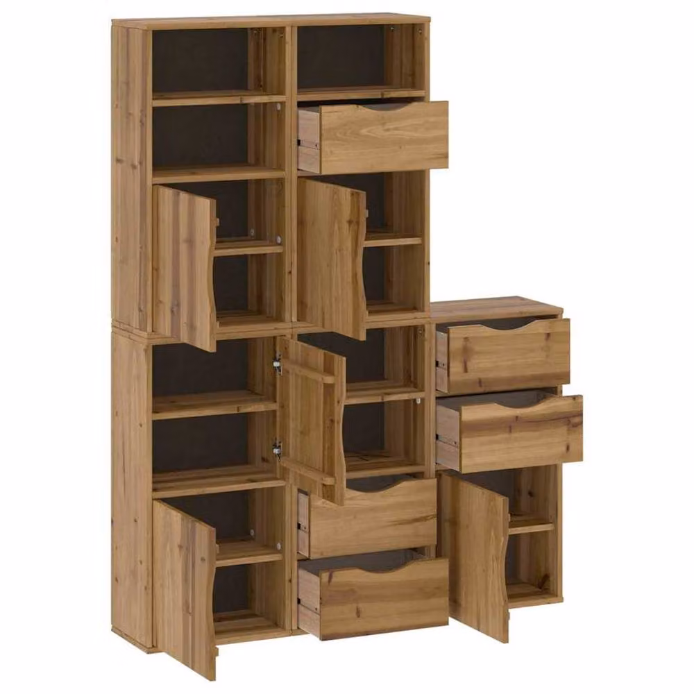 Berkfield Home ODDA Side Cabinets, 5 Piece Set, Brown Solid Wood Pine, W: 40 cm, D: 24 cm, H: 79 cm – 3