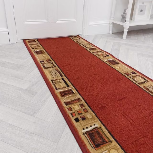 runrug Jena Red Non-Slip Hardwearing Hallway Runner Rug, W: 100 cm, L: 150 cm – 1