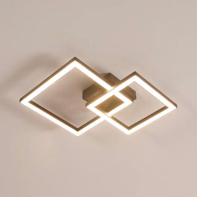 COMELY Modern 36W LED Ceiling Light with 2-Square Design, Warm White 3000K, Dimmable with Remote Control, Black – 1