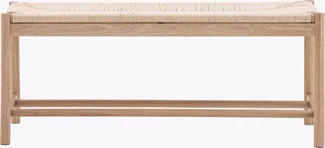 Perch & Parrow Harvest Rope Dining Bench in Oak and Beige Fabric