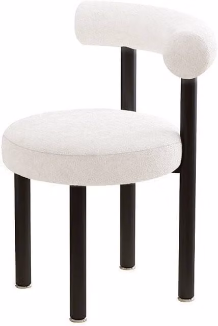 FORGEVIO Soft Bouclé Makeup Vanity Chair with Backrest in White