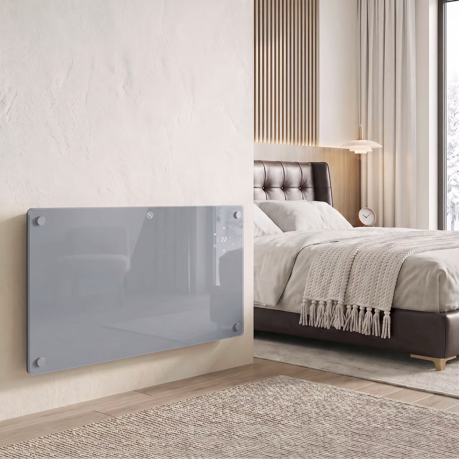 HOMCOM 1500W Smart Convector Panel Heater, Wall Mounted or Freestanding, Grey – 2