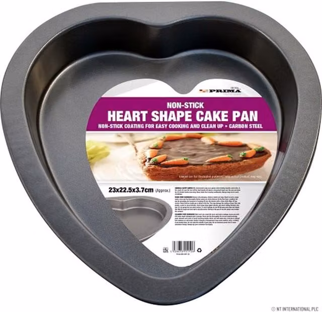 Prima Non-Stick Heart Shaped Cake Tin, Grey, Carbon Steel