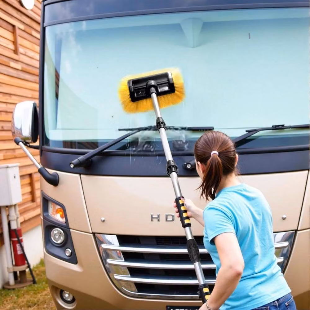 NESTLUNE Yellow Water Fed Extendable Car Wash Brush with Aluminium Telescopic Handle, W: 15 cm, H: 150 cm – 2