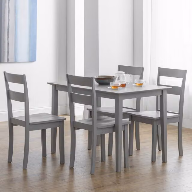 Julian Bowen Kobe Modern Rectangular Dining Table and Chairs Set in Grey