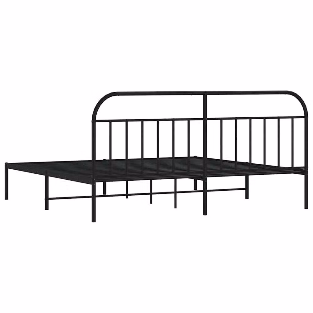 Berkfield Home Metal Bed Frame with Headboard and Drawers, Black, W/D/H: 200 x 200 x 100 cm – 4
