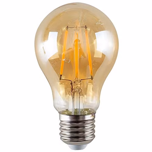 MiniSun Pack of 3 Amber 4W LED Filament GLS Globe Bulbs, E27, Warm White 2700K – 1