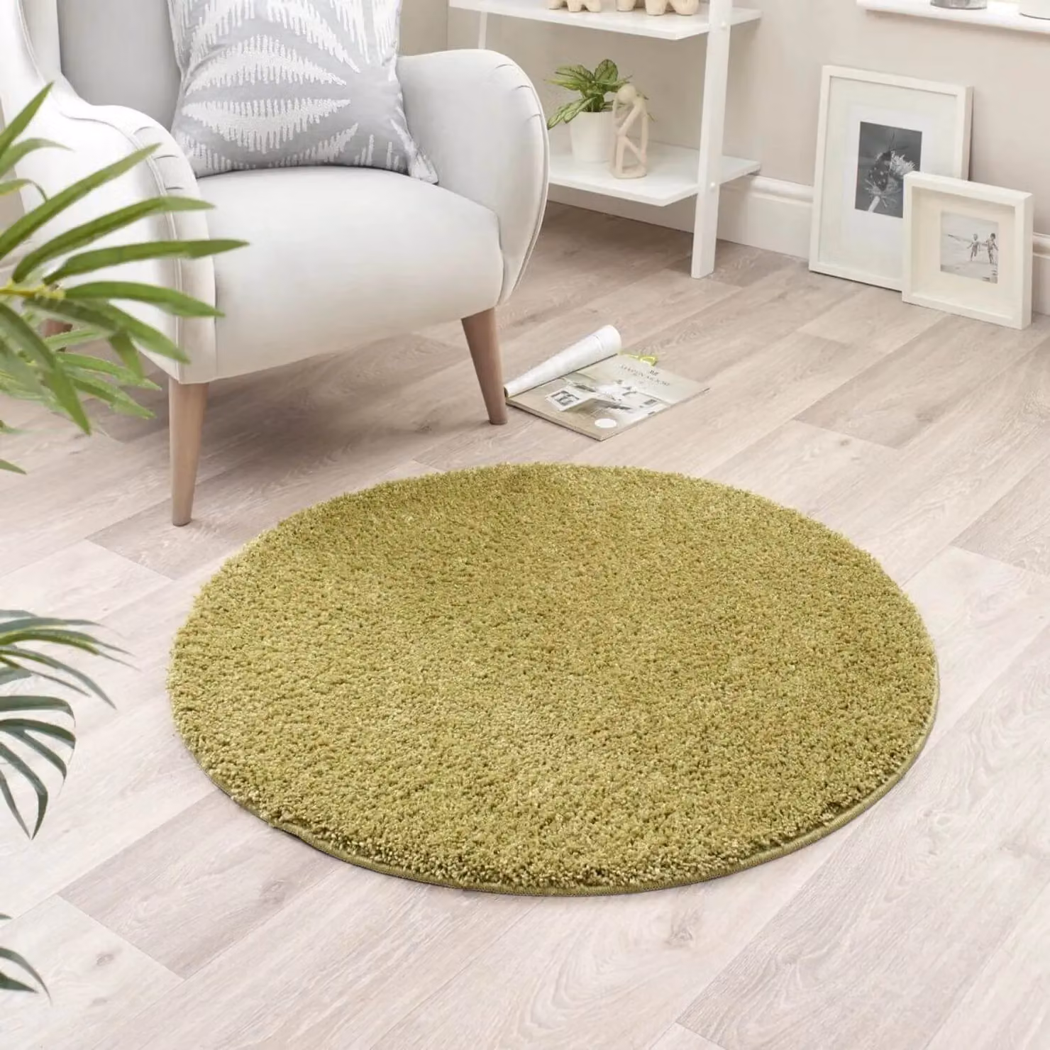THE RUGS Washable Non-Slip Shaggy Rug in Green, W: 60 cm, L: 100 cm – 3
