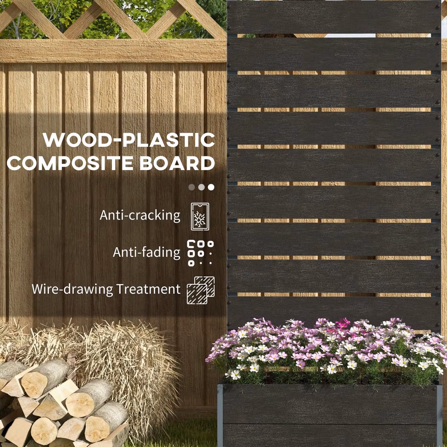 Outsunny Black Garden Planter Box with Back Trellis Design for Small Spaces, Balcony and Patio Gardening, W: 38.0 cm, H: 69.5 cm – 5