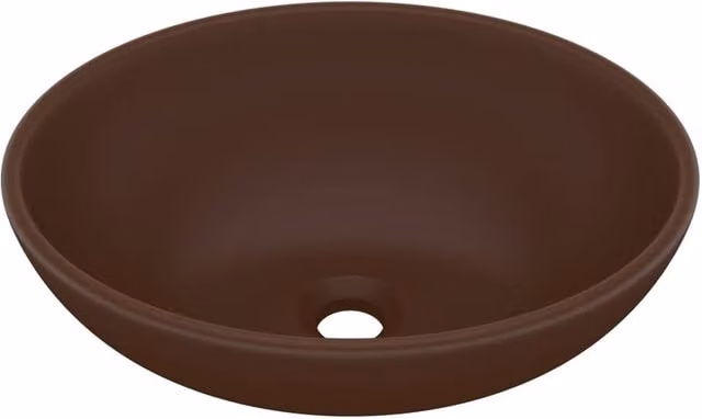 Berkfield Home Luxury Oval Ceramic Basin in Matt Dark Brown, W: 40 cm, D: 33 cm