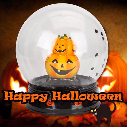 VFM e-Store Halloween Globe Light Up Tabletop Decoration, Black, W: 21 cm, D: 17 cm, H: 2.54 cm – 5