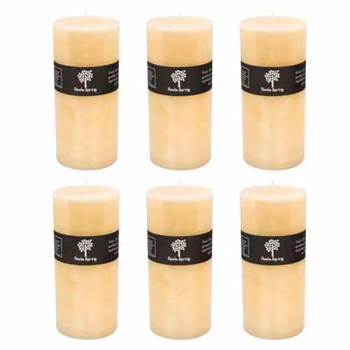Nicola Spring Vanilla Scented Pillar Candles, Beige, Pack of 6