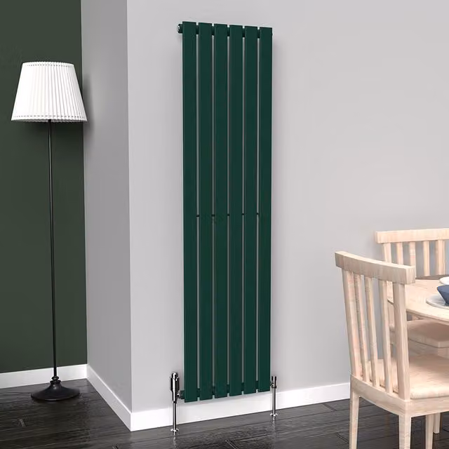 Lux Heat Flat Coloured Vertical Radiator in Green, H 160 cm x W 42 cm