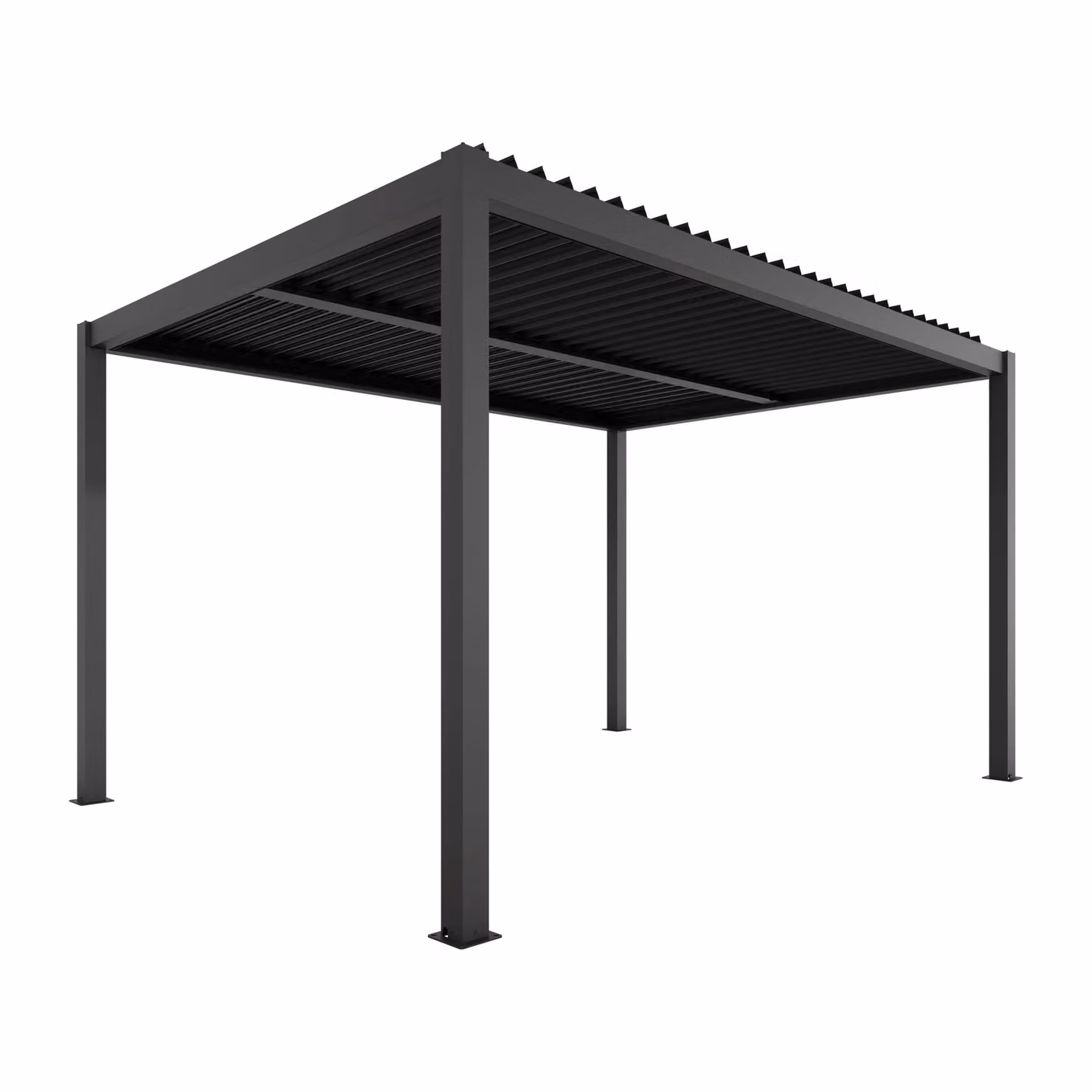 Agadon Aluminium Pergola Shading System with Motorised Slats and LED Lights in Anthracite Grey – 3