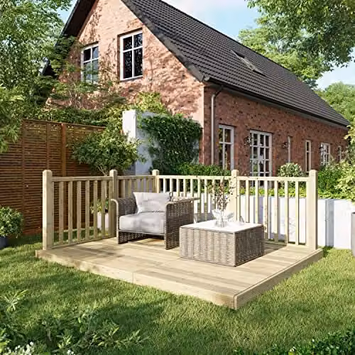 Powersheds Premium Wooden Decking Kit in Brown with Hand Rails