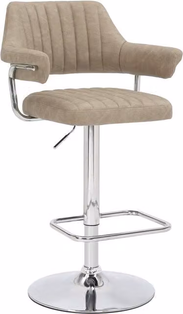 Shankar Pair of Modern Brown and Beige Synthetic Leather Swivel Bar Stools with Metal Base