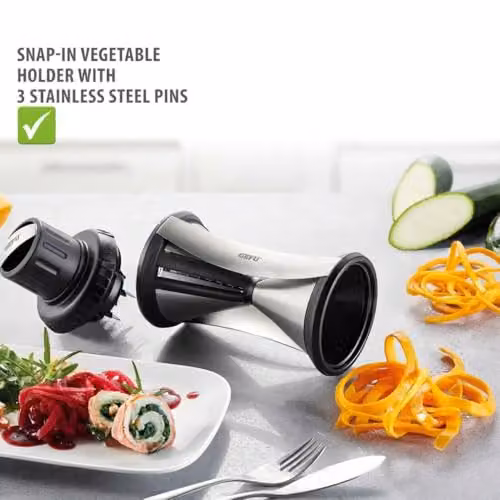 Gefu Spirelli XL Spiral Slicer with Stainless Steel Blades in Black and Silver – 3