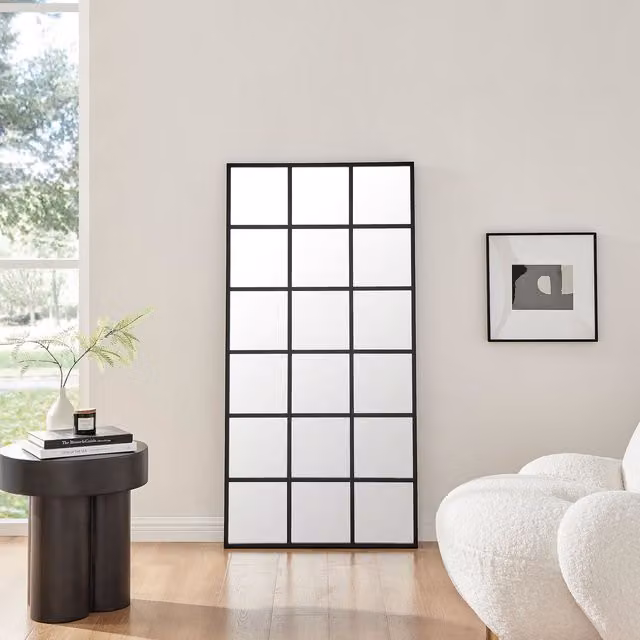 FurnitureboxUK Yoko Medium Industrial Window Wall Mirror with Black Metal Frame