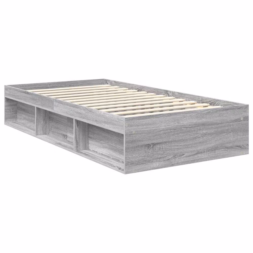 Berkfield Home Sonoma Bed Frame in Grey Solid Pine Wood, W/D/H: 100 x 200 cm – 2