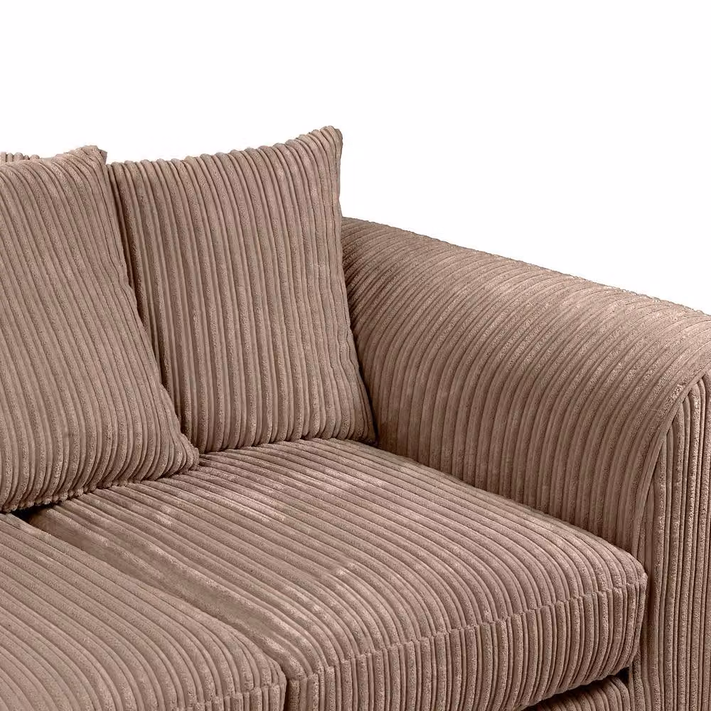 LUXURY LIFE Declan 3 Seater Sofa in Light Brown Jumbo Cord Fabric – 2
