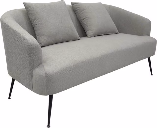 Living and Home Modern Chenille 2-Seater Sofa in Grey with 2 Scatter Cushions