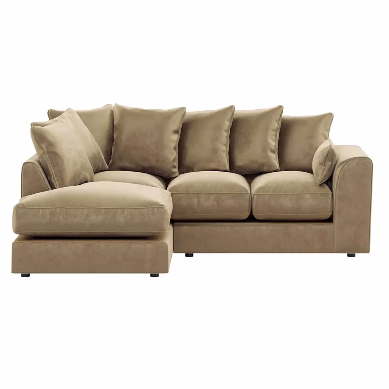 Furnishings For Less UK Brooklyn L Shaped Corner Sofa, 3 to 4 Seater, Left Hand Facing, Beige Plush Velvet – 2