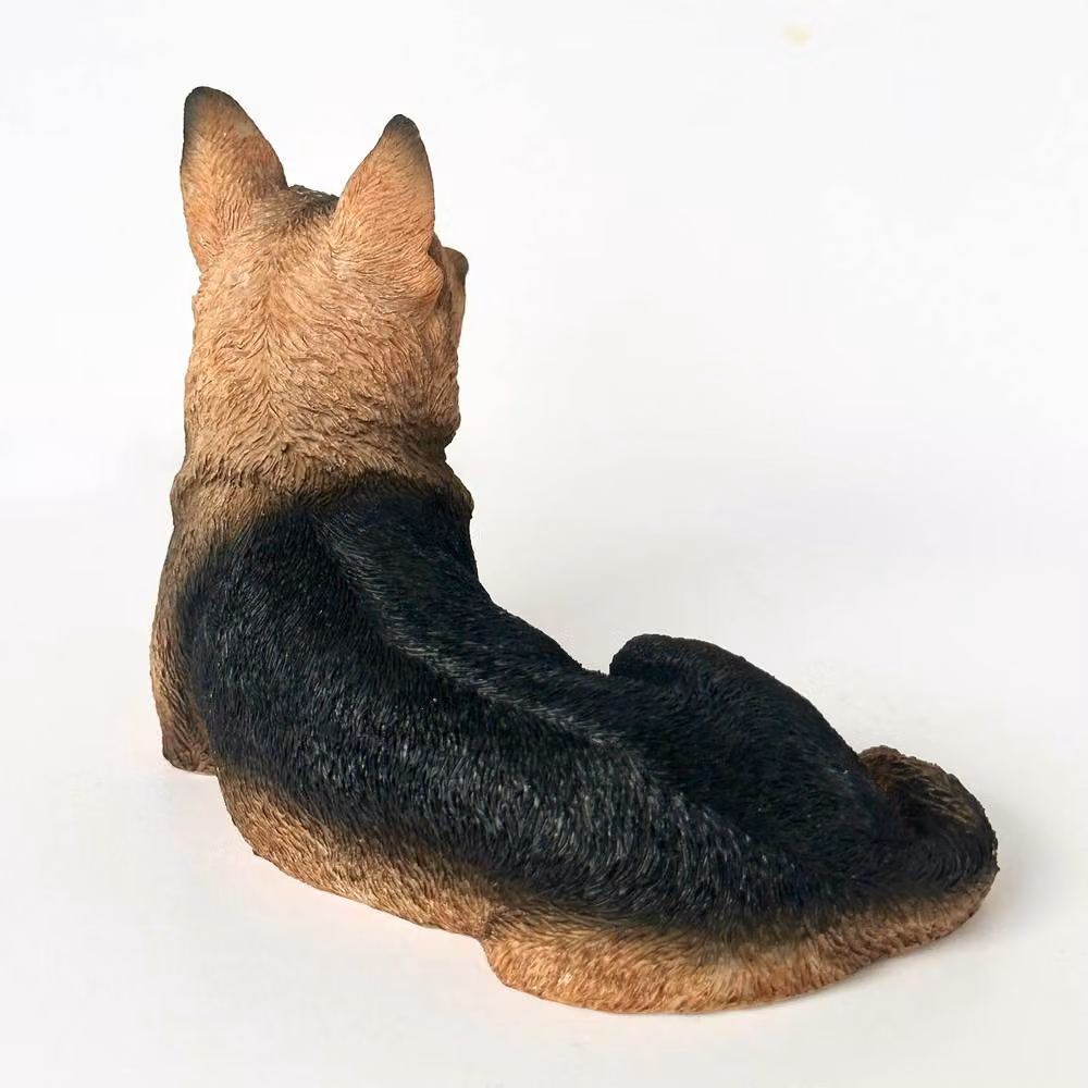 Animal Crackers Realistic Laying German Shepherd Dog Figurine in Black, Brown and Green, Height: 18 cm – 4