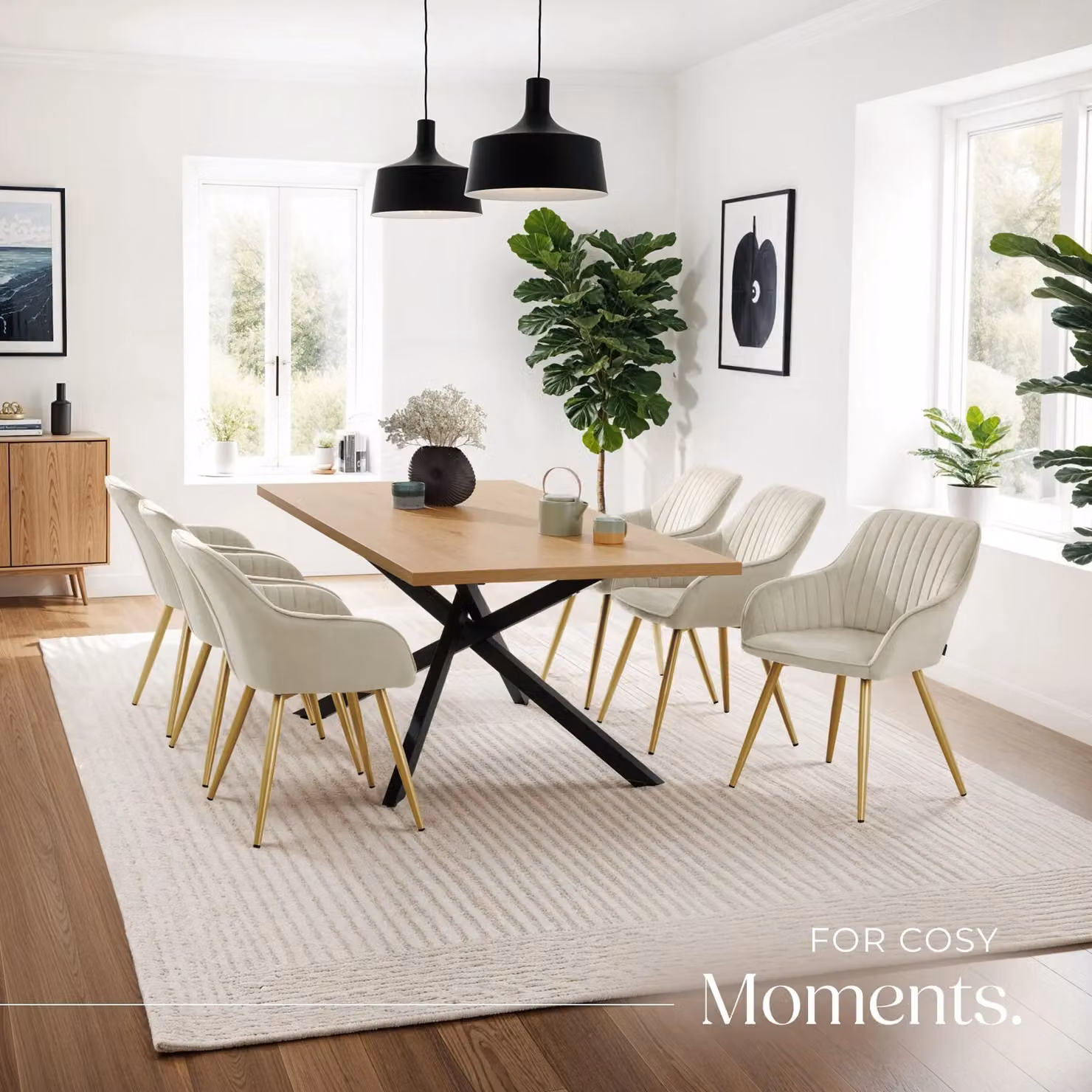 tectake Marilyn Modern Velvet Dining Chair in Beige and Gold – 3