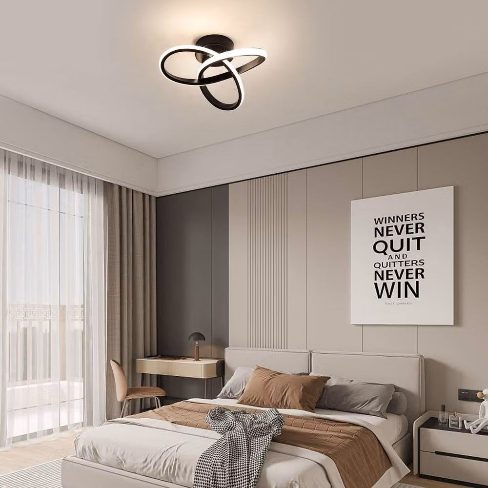COMELY 22W Modern Curved LED Ceiling Light in Black with 4500K Warm White Light – 2