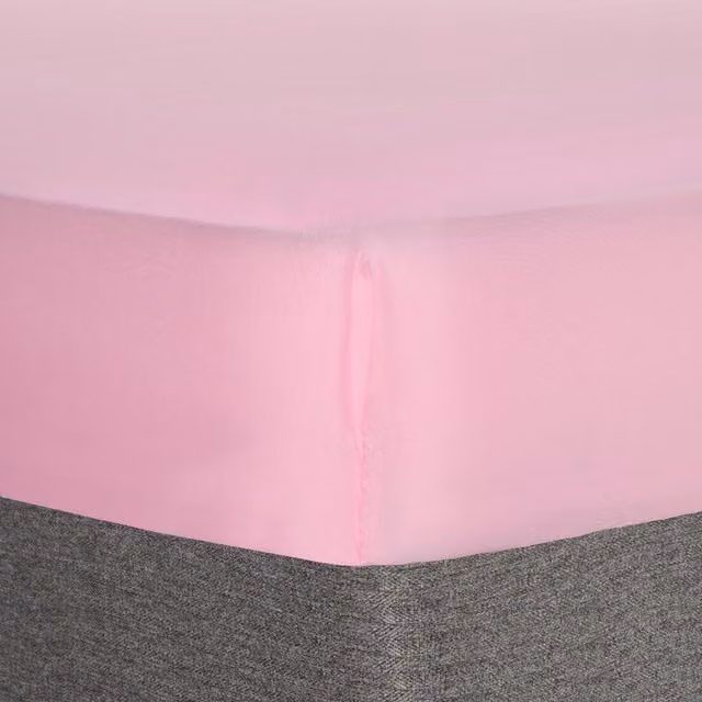 Brentfords Plain Fitted Microfibre Bed Sheet, Pink, 200 x 200 cm