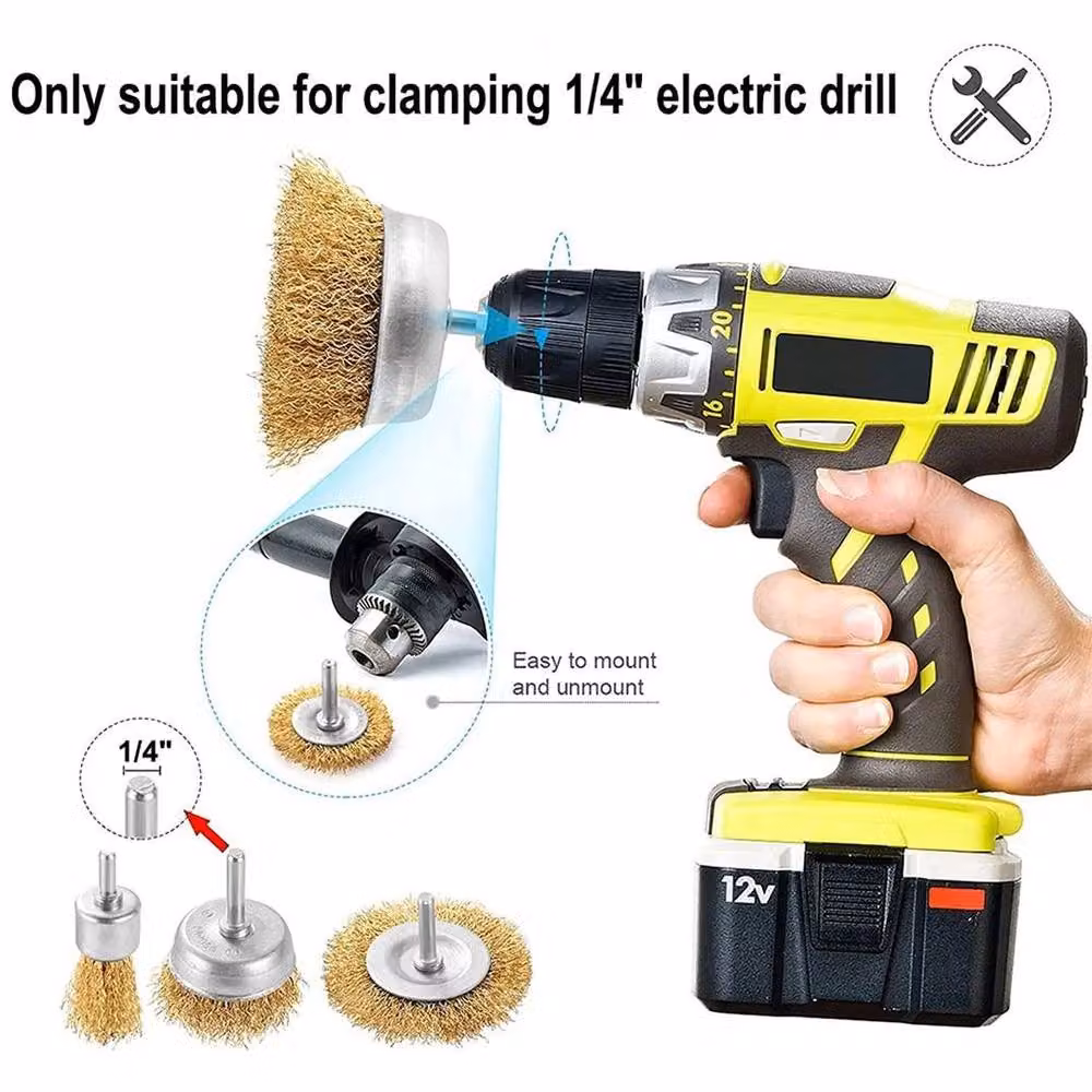SPETLEK 27 Piece Gold Metal Wire Brush Set Rotary Drill Attachments – 3