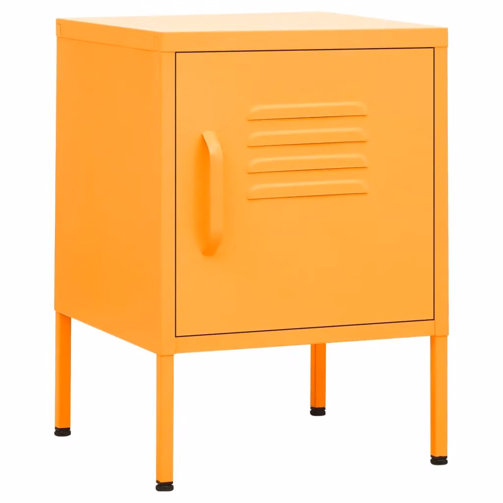 Berkfield Home Modern Metal Nightstand in Mustard Yellow, W/D/H: 35 x 35 x 51 cm – 2