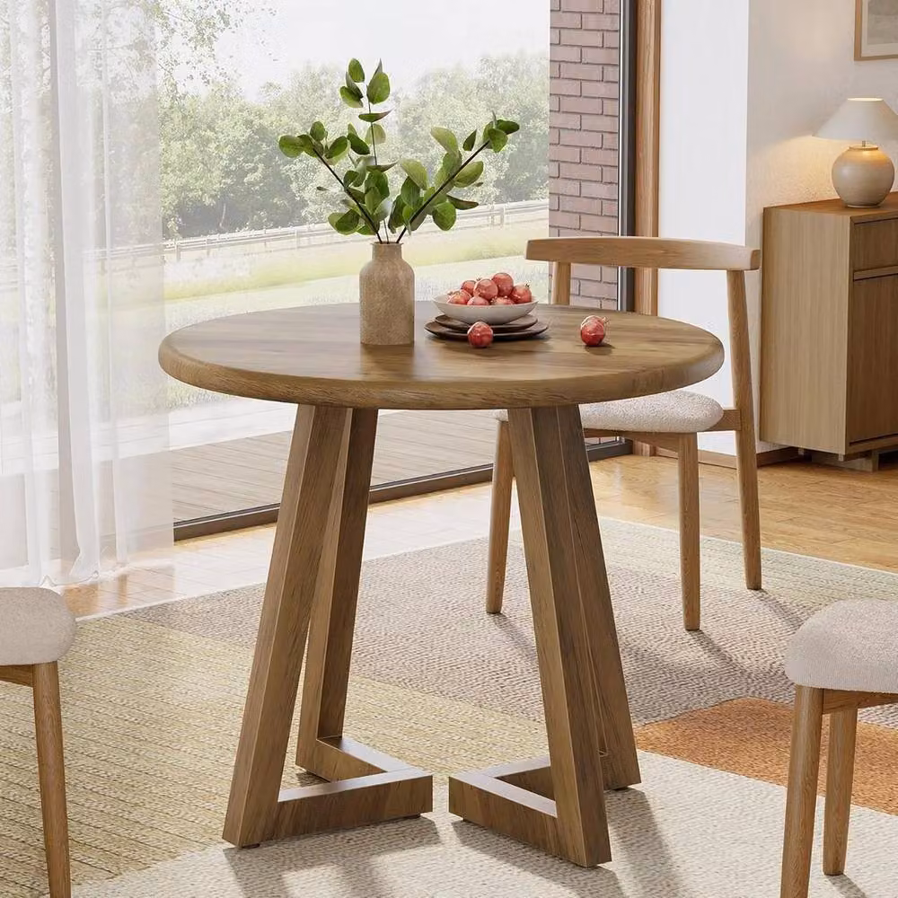 VOGREX Round Dining Table in Brown, Diameter: 80 cm, Height: 75 cm – 2
