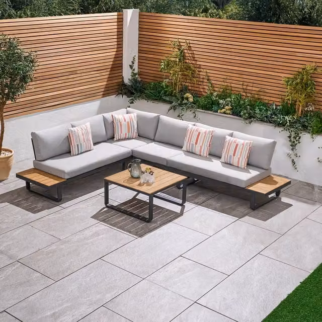 Bracken Outdoors Cuba Aluminium Corner Sofa Set with Coffee Table in Dark Grey