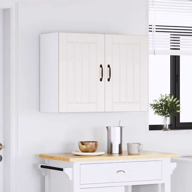 Berkfield Home Lucca White Wall Mounted Kitchen Cabinet with Glass Doors
