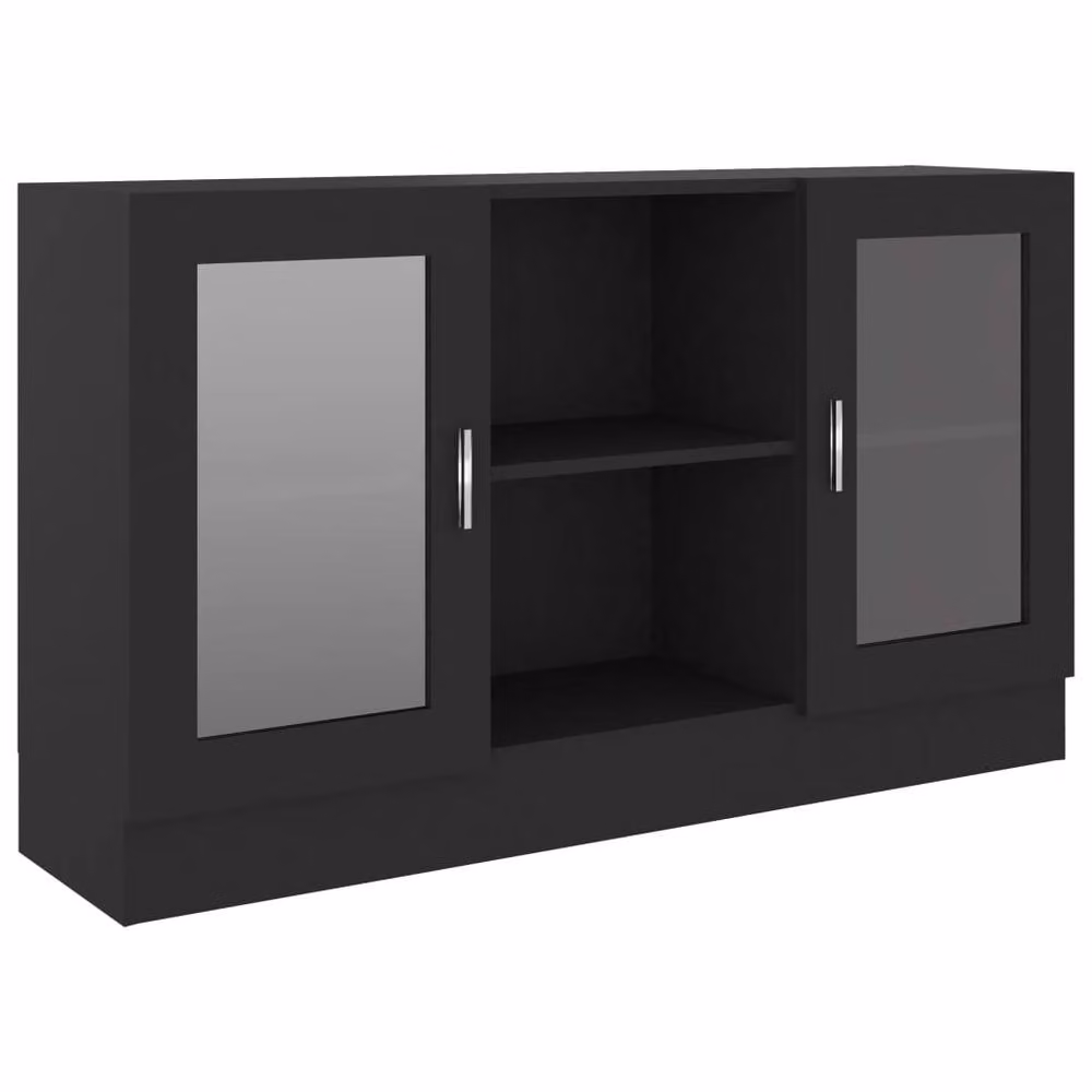 Berkfield Home Vitrine Cabinet in Black with Glass Doors, W/D/H: 120 x 30.5 x 70 cm – 2