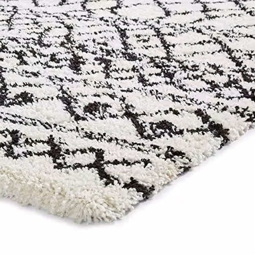 Think Rugs Scandi Berber G274 High Density Pile Shaggy Rug in White/Black, W: 160 cm, L: 220 cm – 6