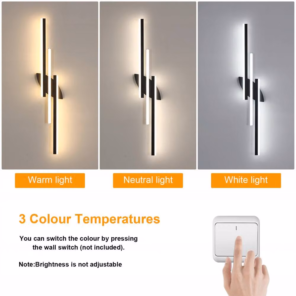 COMELY Modern 36W Up and Down Indoor Wall Light in Black, W: 100 cm – 2