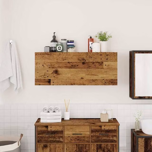 Berkfield Home Decorative Bathroom Wall Cabinet in Brown Old Wood, W/D/H: 100 x 25 x 40 cm