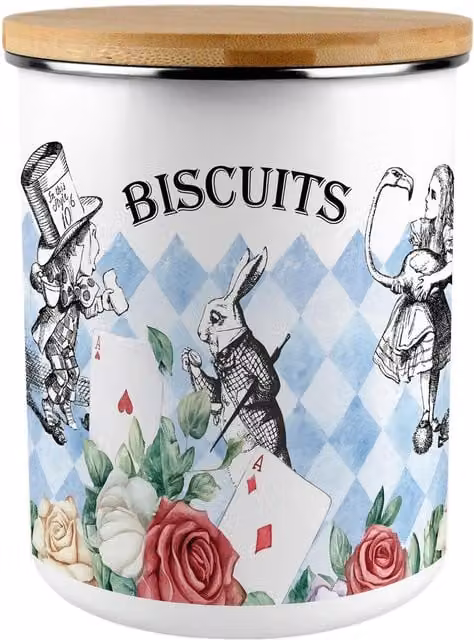 Purely Home Alice's Adventures in Wonderland Extra Large Enamel Metal Biscuit Tin, Multicoloured