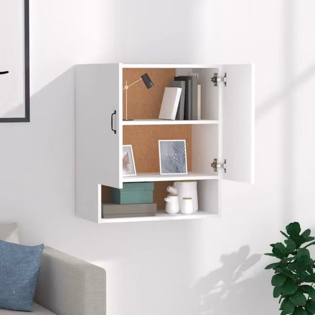 Berkfield Home White Wall Mounted Cabinet with Hinged Doors and Internal Shelves, W/D/H: 60 x 31 x 70 cm – 1